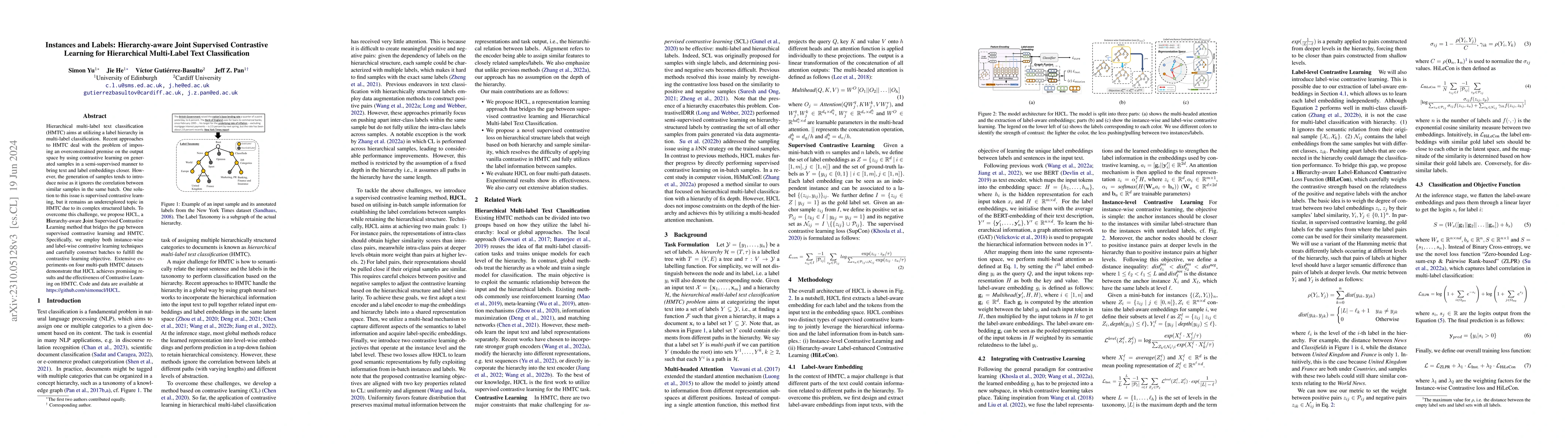 Thumbnail for Instances and Labels: Hierarchy-aware Joint Supervised Contrastive
  Learning for Hierarchical Multi-Label Text Classification