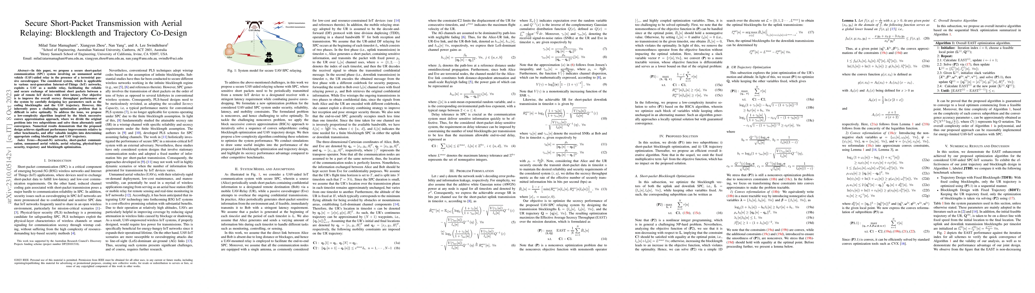 Thumbnail for Secure Short-Packet Transmission with Aerial Relaying: Blocklength and
  Trajectory Co-Design