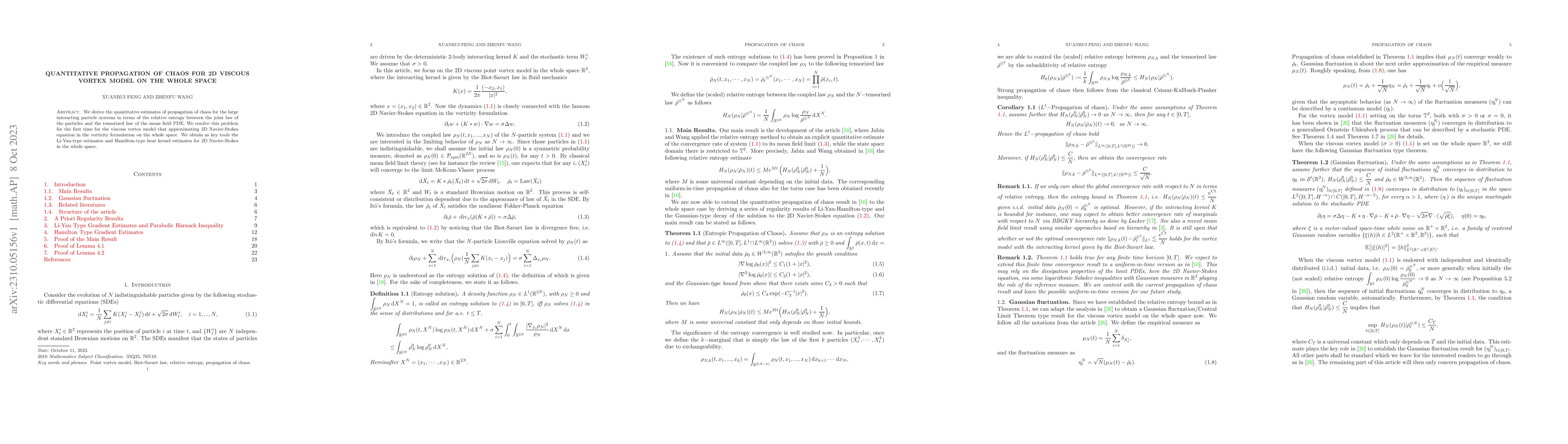 Thumbnail for Quantitative Propagation of Chaos for 2D Viscous Vortex Model on the
  Whole Space