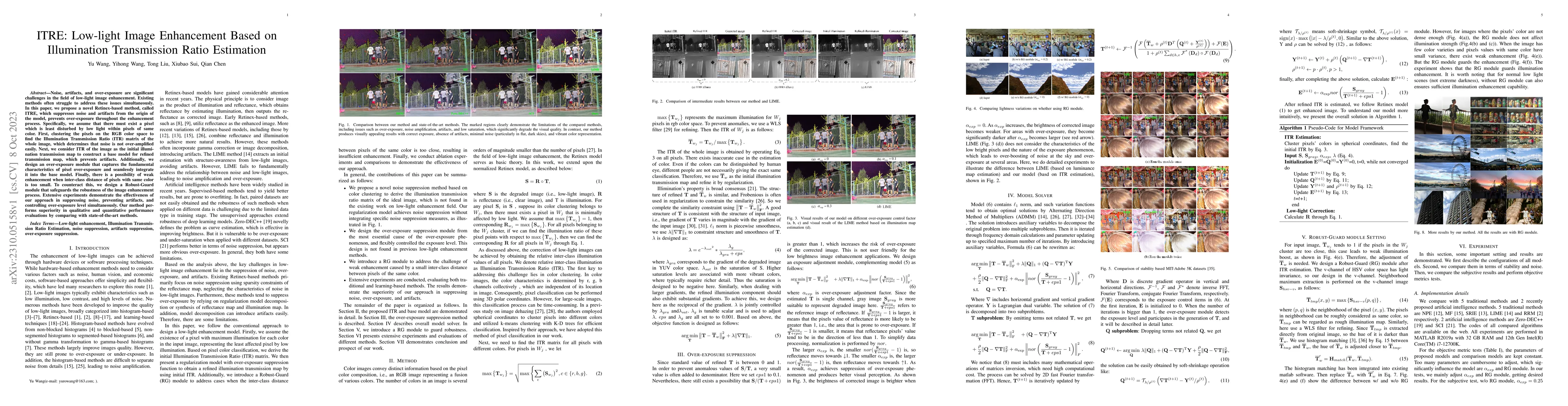 Thumbnail for ITRE: Low-light Image Enhancement Based on Illumination Transmission
  Ratio Estimation