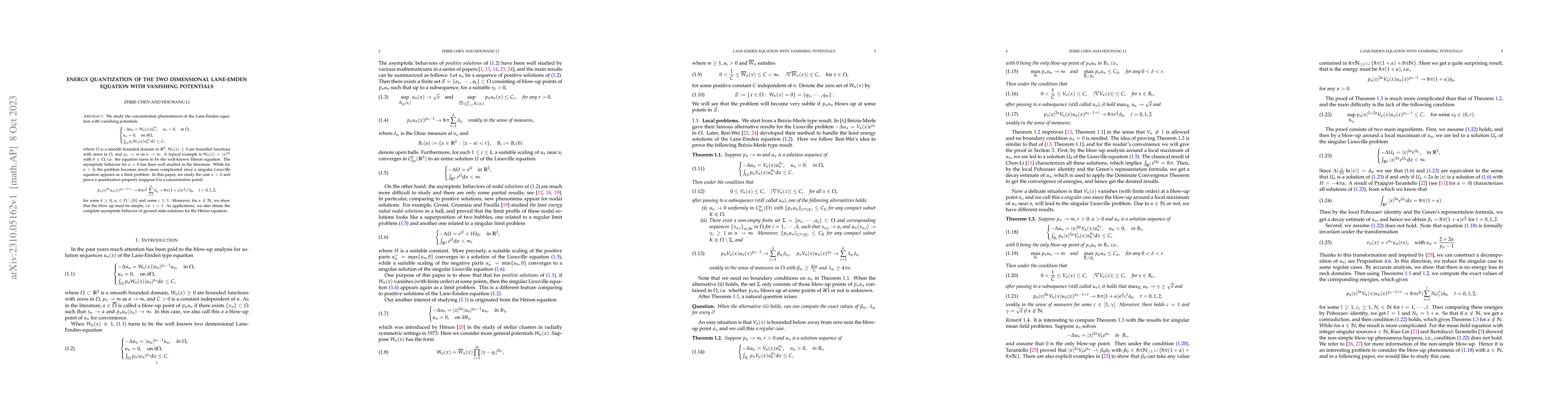 Thumbnail for Energy quantization of the two dimensional Lane-Emden equation with
  vanishing potentials