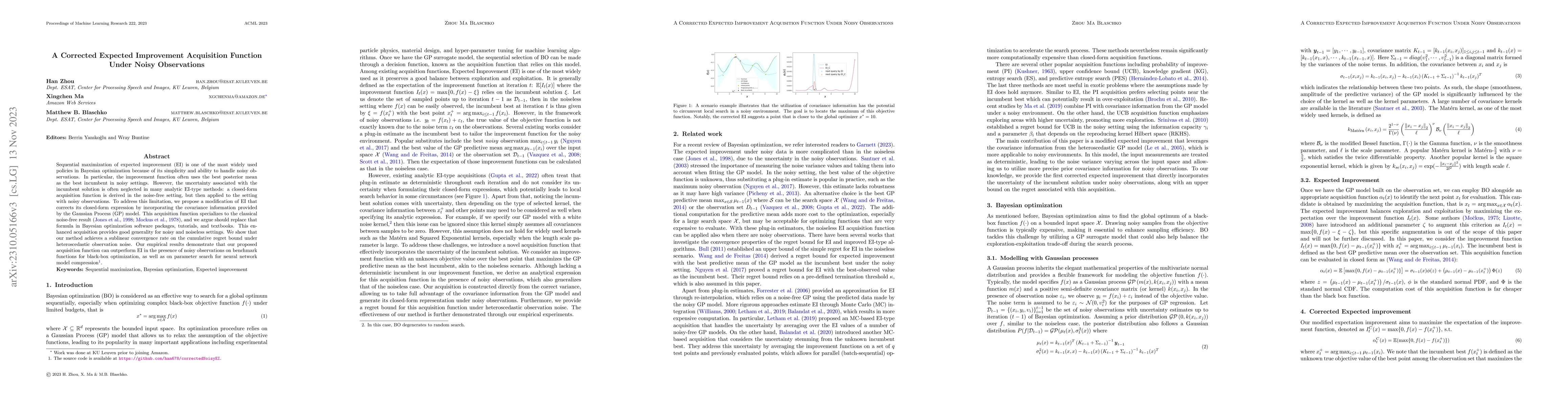 Thumbnail for A Corrected Expected Improvement Acquisition Function Under Noisy
  Observations