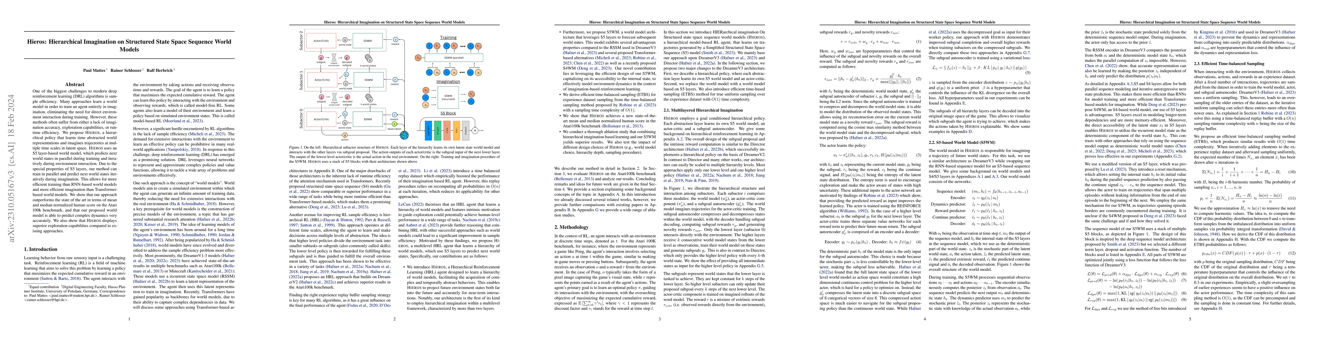 Thumbnail for Hieros: Hierarchical Imagination on Structured State Space Sequence
  World Models