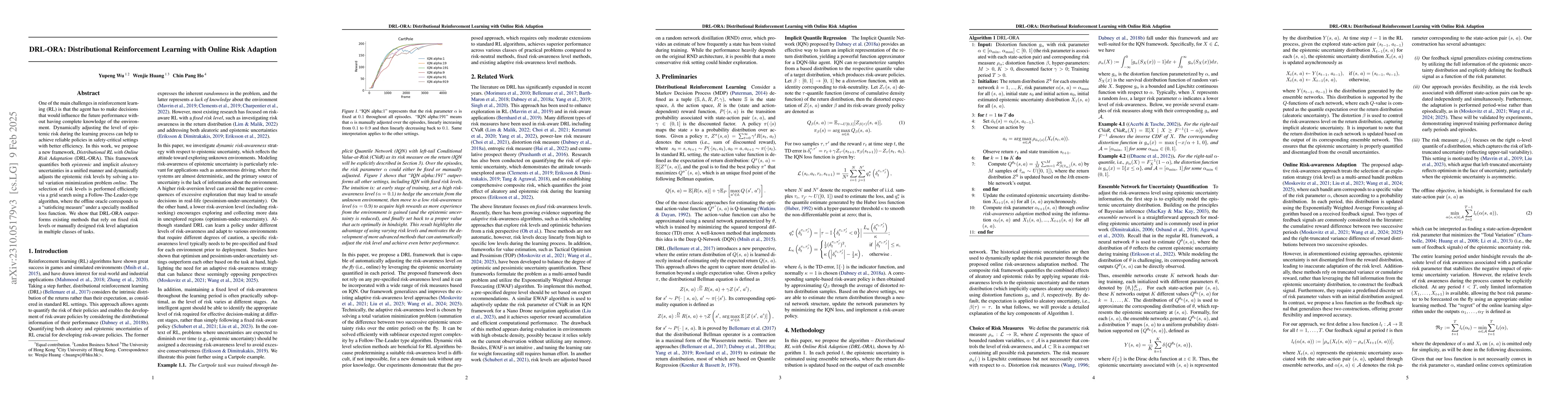 Thumbnail for Distributional Reinforcement Learning with Online Risk-awareness
  Adaption