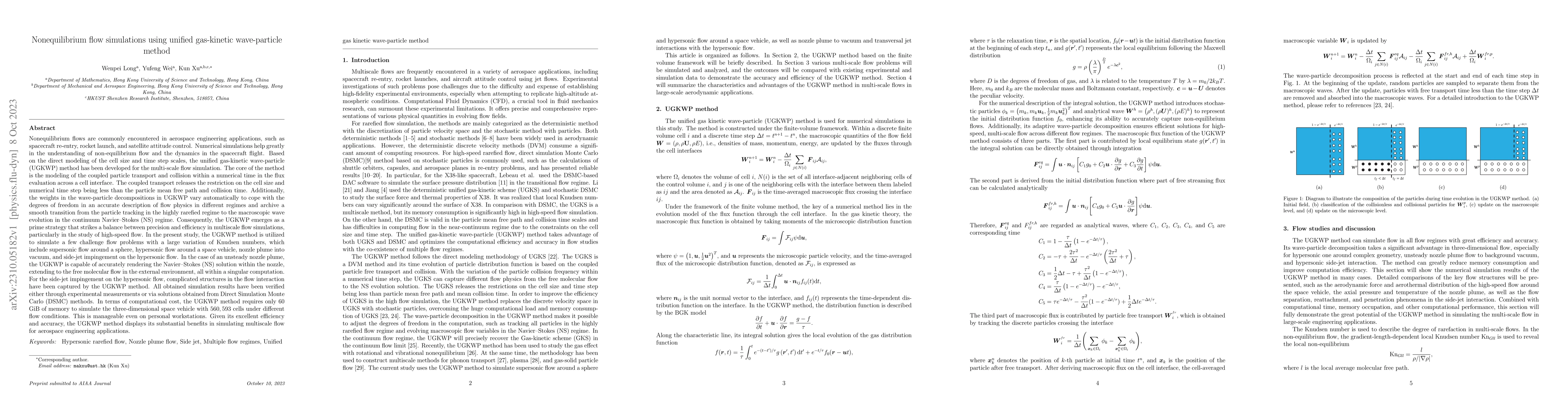 Thumbnail for Nonequilibrium flow simulations using unified gas-kinetic wave-particle
  method