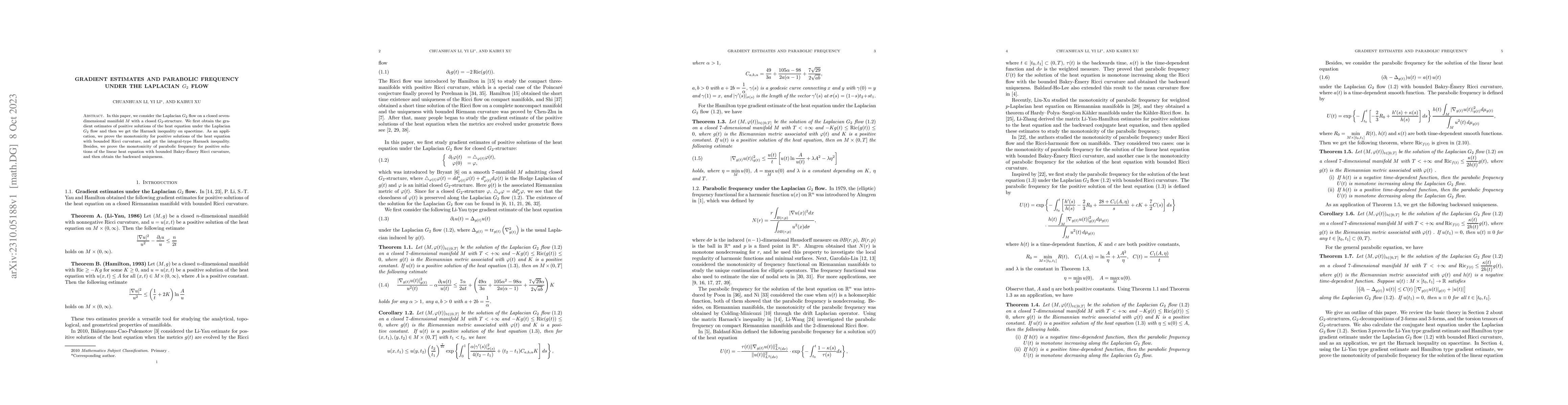 Thumbnail for Gradient estimates and parabolic frequency under the Laplacian G_2 flow
