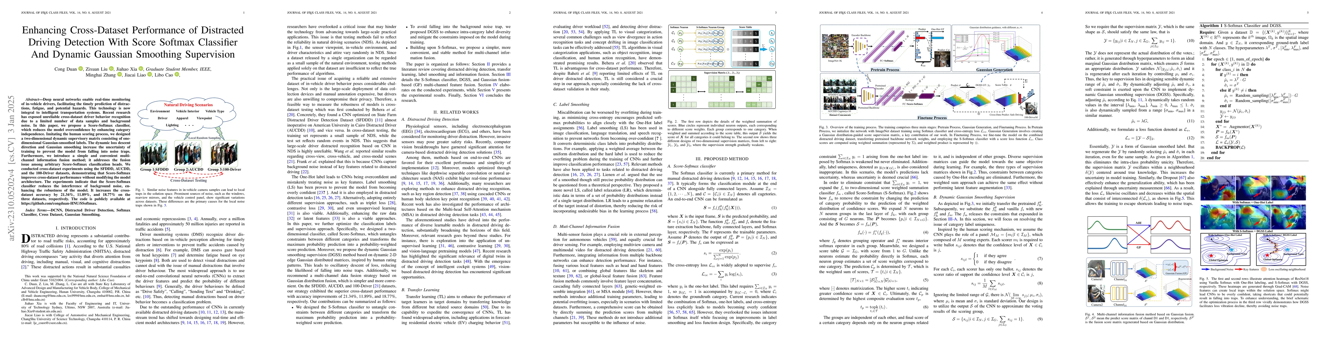 Thumbnail for Enhancing Cross-Dataset Performance of Distracted Driving Detection With
  Score-Softmax Classifier