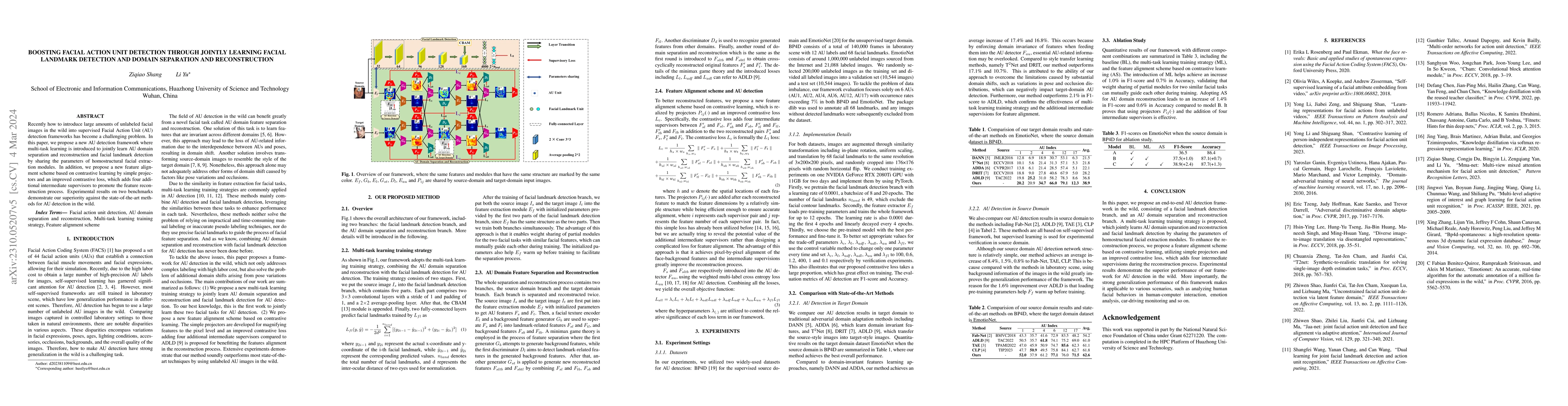Thumbnail for Boosting Facial Action Unit Detection Through Jointly Learning Facial
  Landmark Detection and Domain Separation and Reconstruction