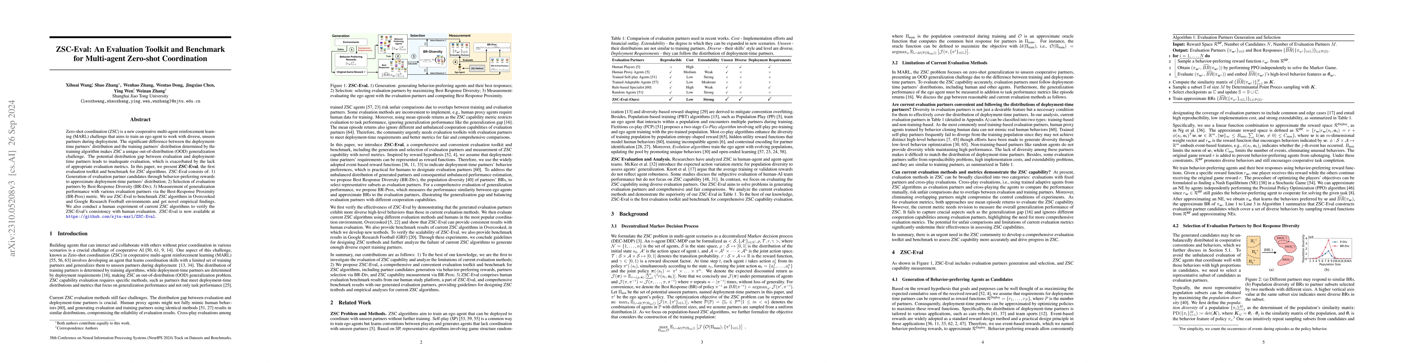 Thumbnail for ZSC-Eval: An Evaluation Toolkit and Benchmark for Multi-agent Zero-shot
  Coordination