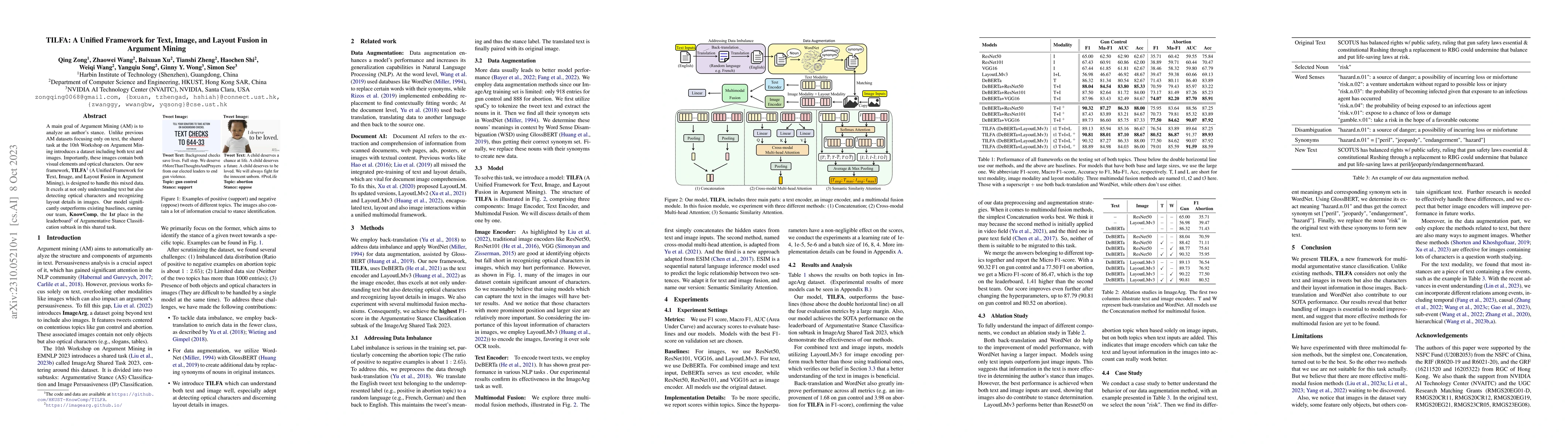 Thumbnail for TILFA: A Unified Framework for Text, Image, and Layout Fusion in
  Argument Mining