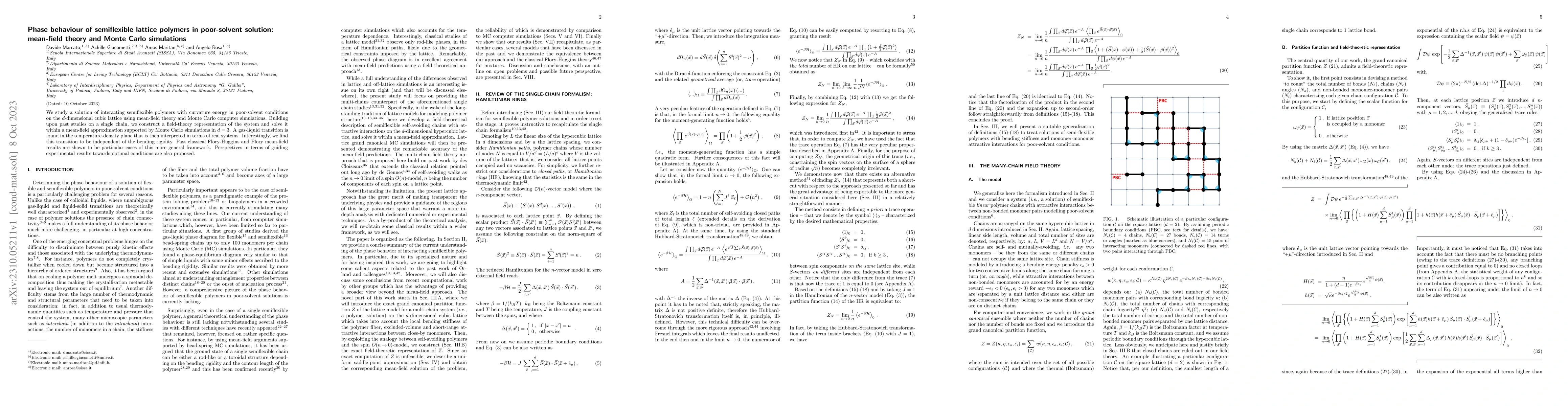 Thumbnail for Phase behaviour of semiflexible lattice polymers in poor-solvent
  solution: mean-field theory and Monte Carlo simulations