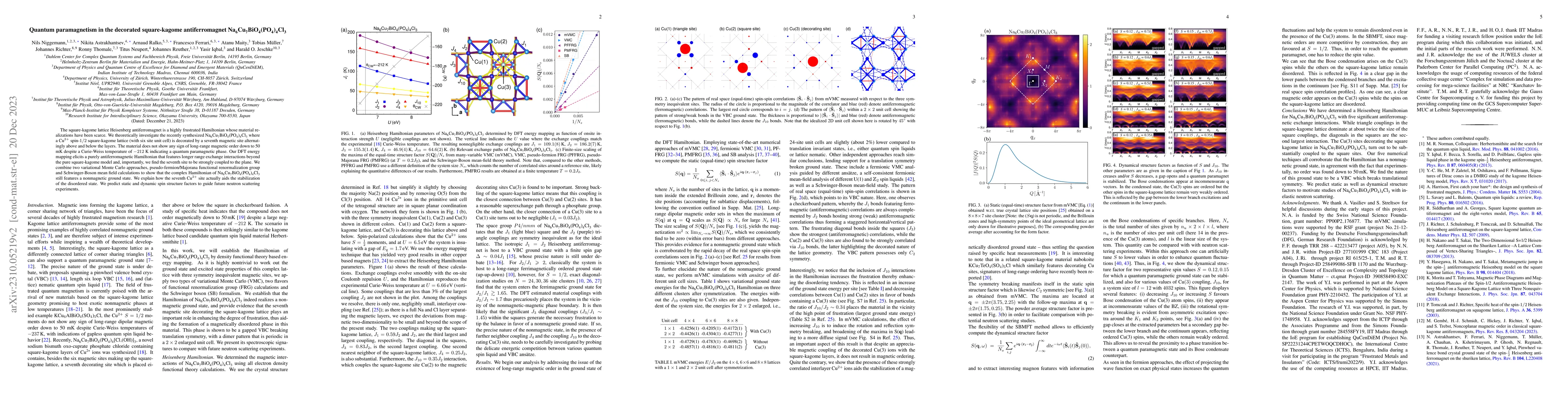 Thumbnail for $\require{mhchem}$Quantum paramagnetism in the decorated square-kagome
  antiferromagnet $\ce{Na6Cu7BiO4(PO4)4Cl3}$