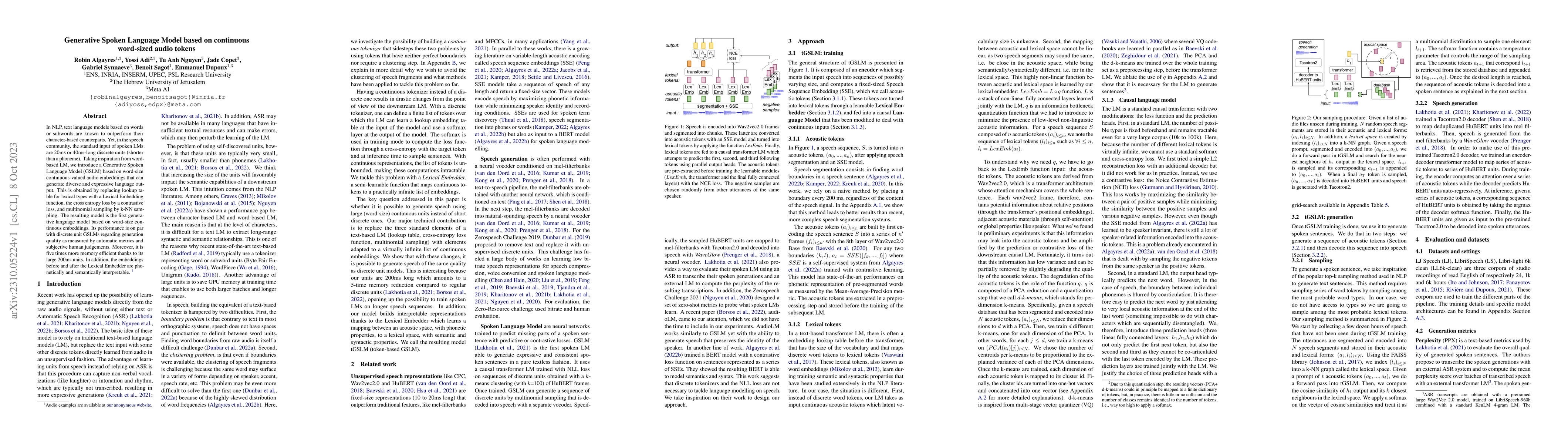 Thumbnail for Generative Spoken Language Model based on continuous word-sized audio
  tokens