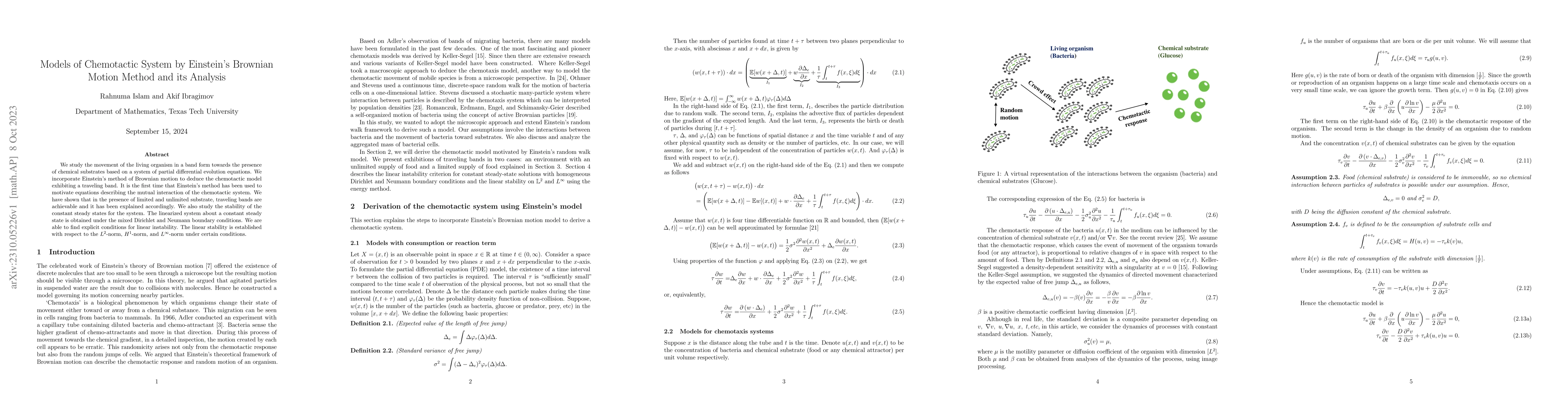Thumbnail for Models of Chemotactic System by Einstein's Brownian Motion Method and
  its Analysis