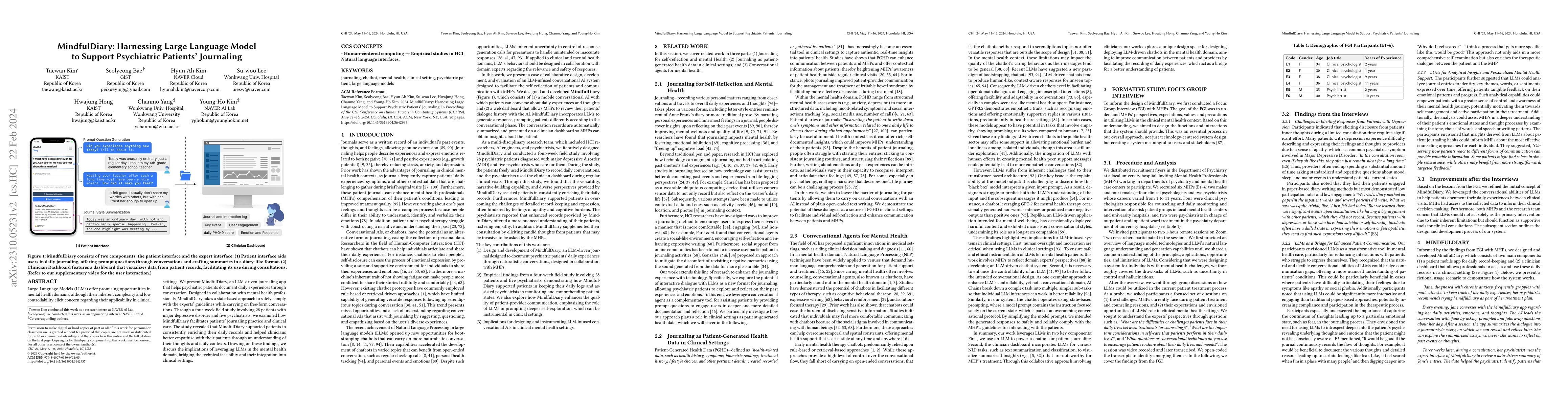 Thumbnail for MindfulDiary: Harnessing Large Language Model to Support Psychiatric
  Patients' Journaling