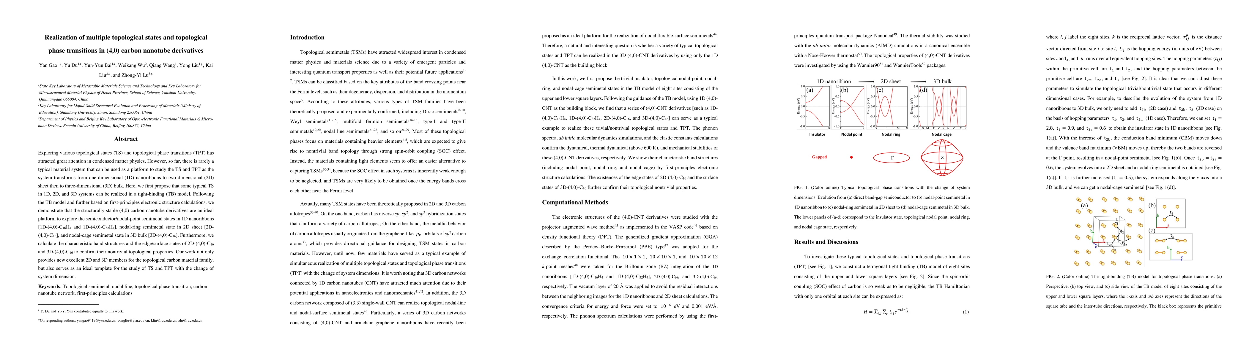 Thumbnail for Realization of multiple topological states and topological phase
  transitions in (4,0) carbon nanotube derivatives
