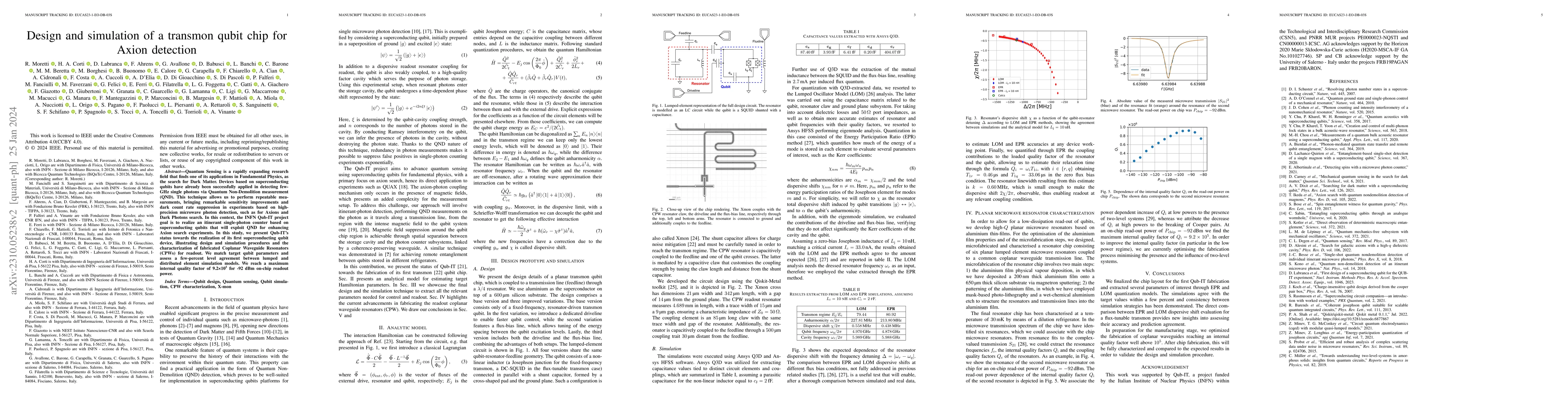 Thumbnail for Design and simulation of a transmon qubit chip for Axion detection