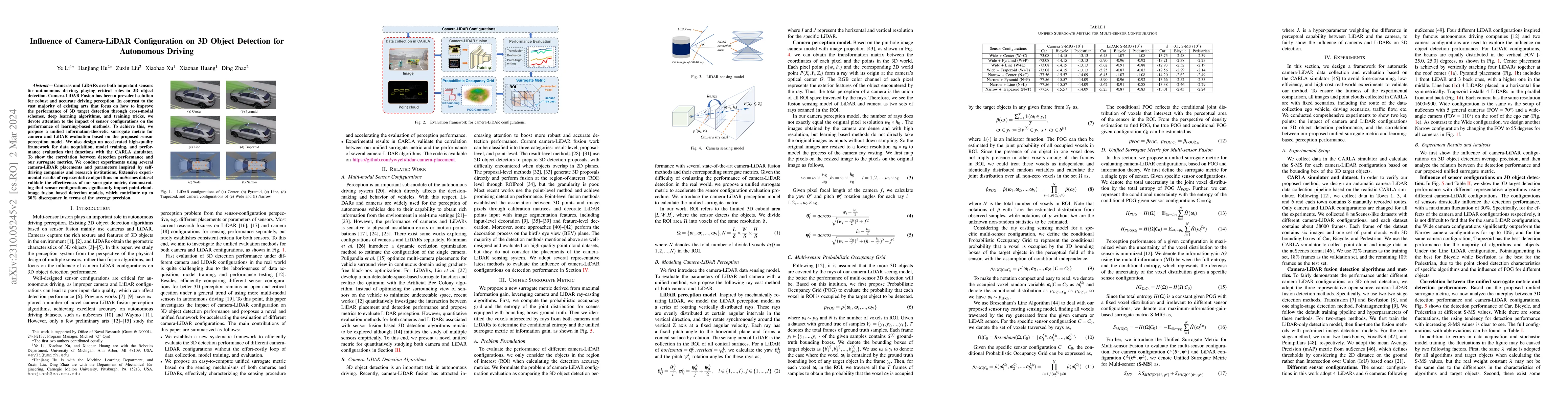 Thumbnail for Influence of Camera-LiDAR Configuration on 3D Object Detection for
  Autonomous Driving