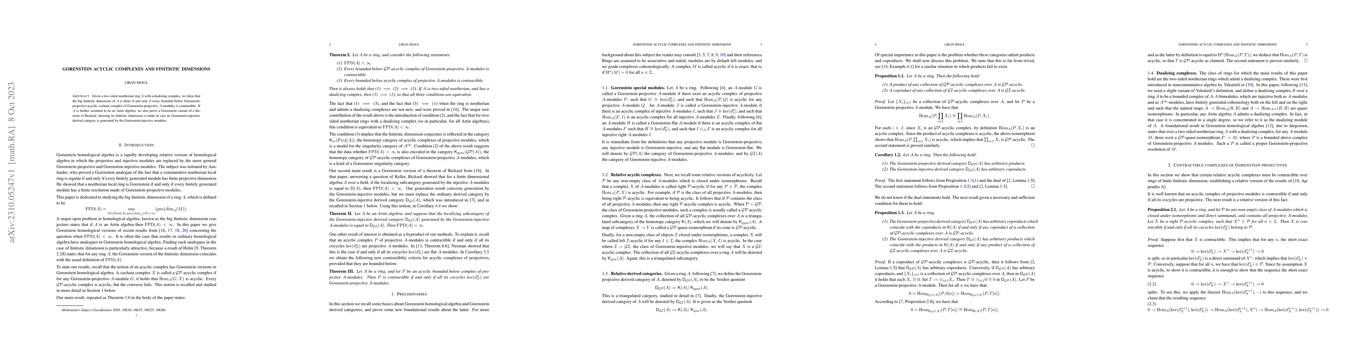 Thumbnail for Gorenstein acyclic complexes and finitistic dimensions