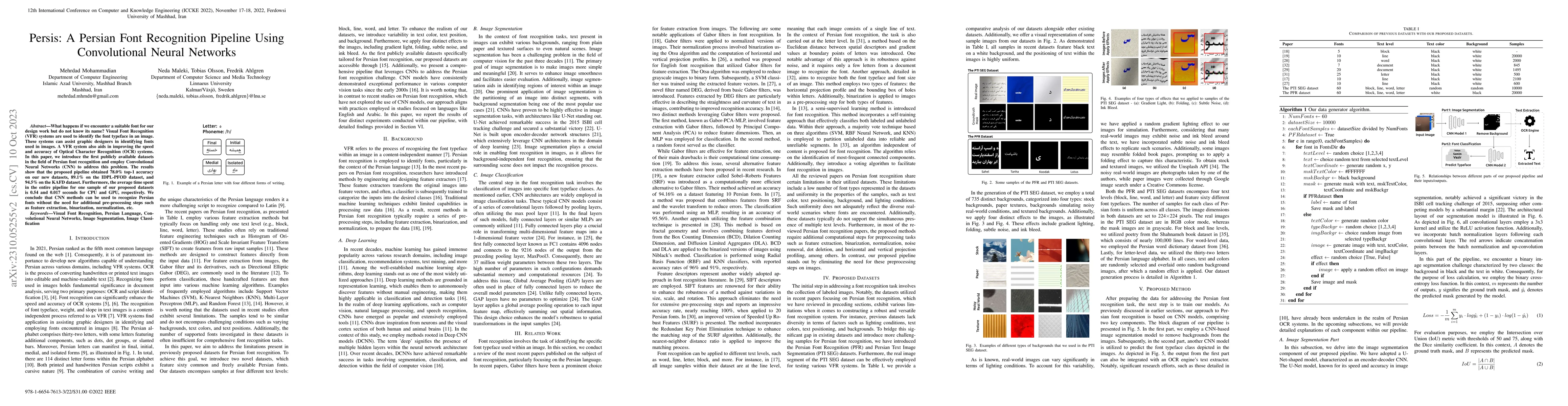 Thumbnail for Persis: A Persian Font Recognition Pipeline Using Convolutional Neural
  Networks