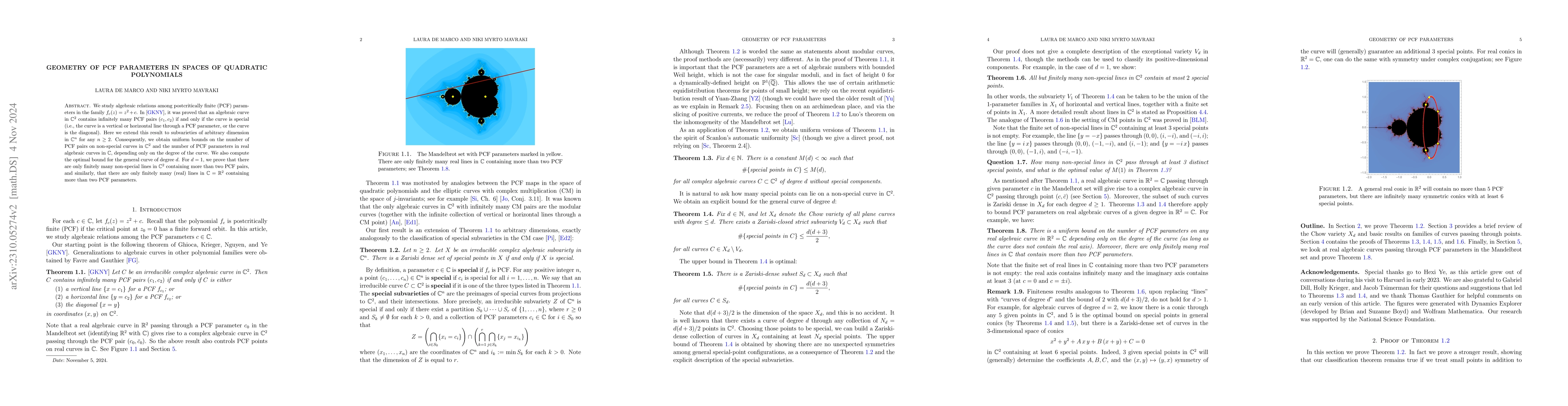 Thumbnail for Geometry of PCF parameters in spaces of quadratic polynomials