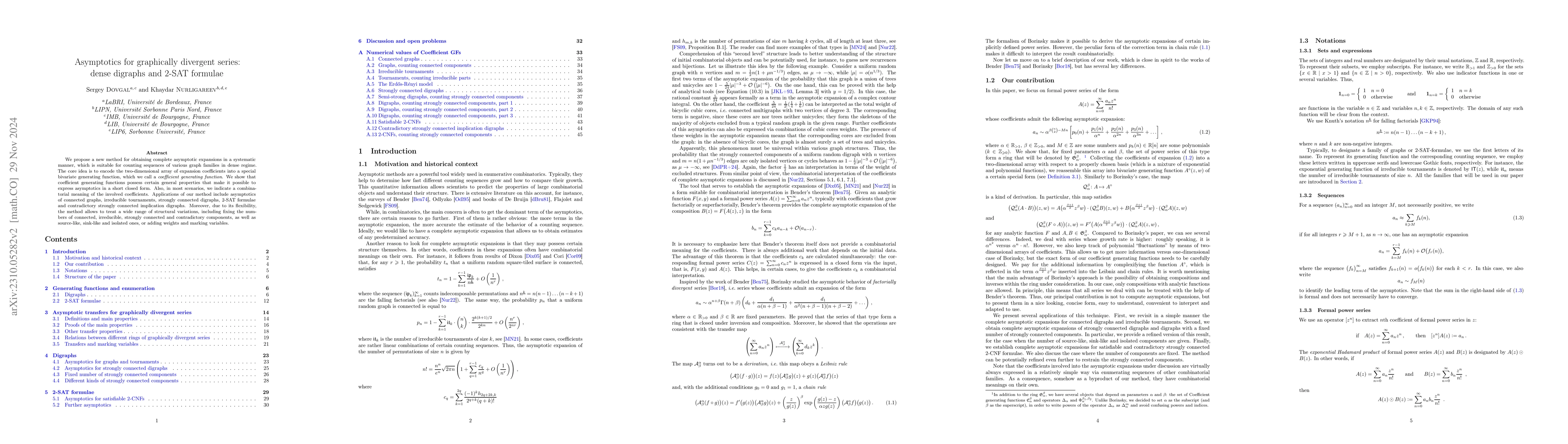 Thumbnail for Asymptotics for graphically divergent series: dense digraphs and 2-SAT
  formulae