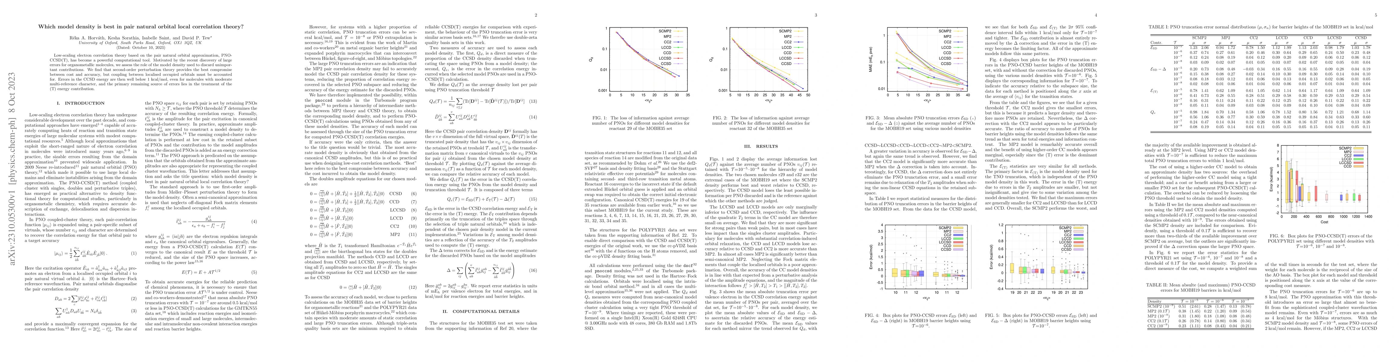 Thumbnail for Which model density is best in pair natural orbital local correlation
  theory?