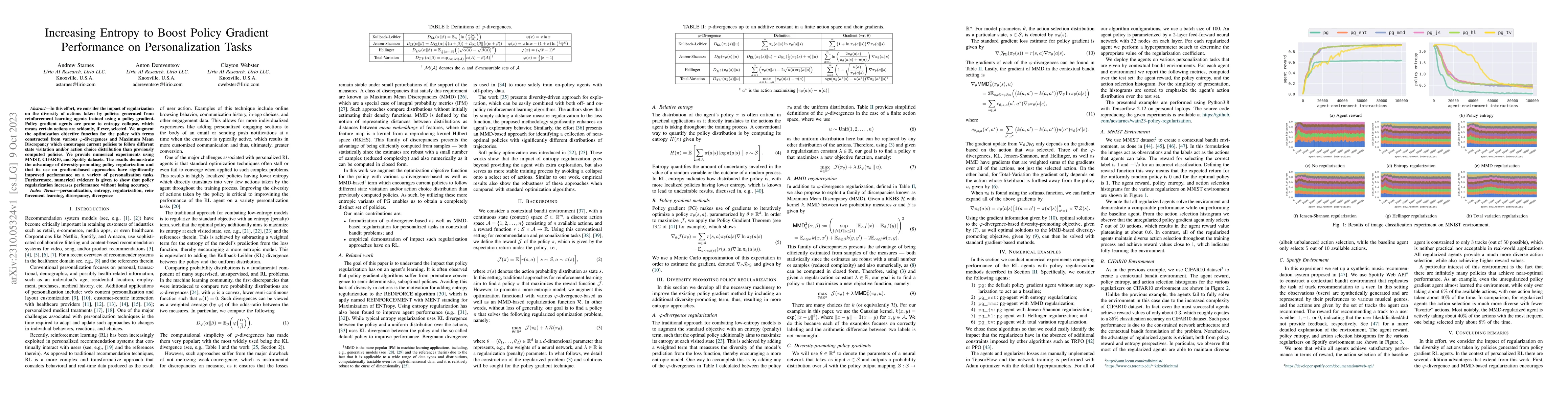 Thumbnail for Increasing Entropy to Boost Policy Gradient Performance on
  Personalization Tasks