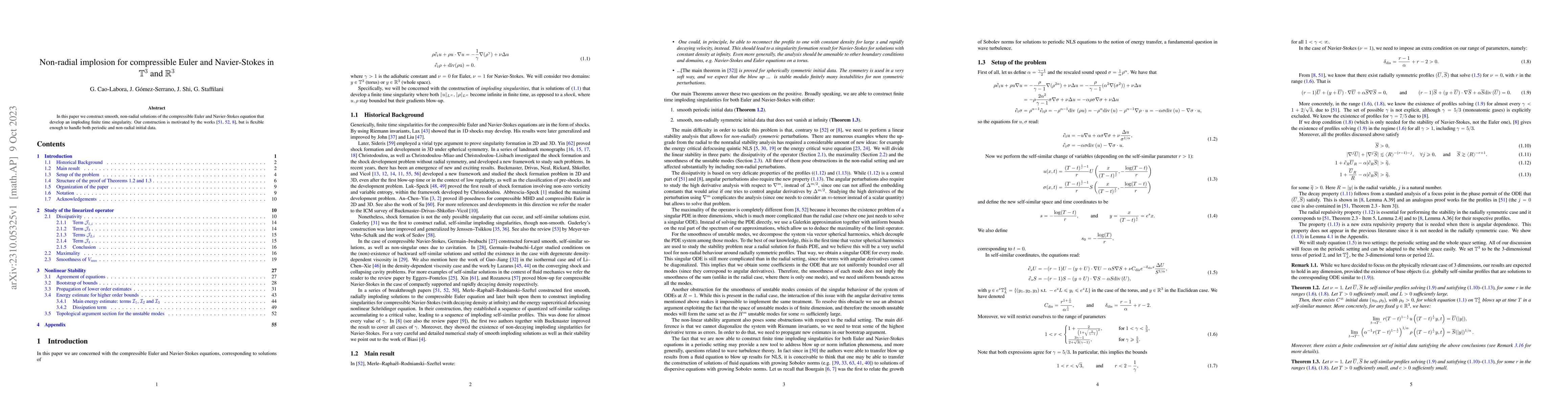 Thumbnail for Non-radial implosion for compressible Euler and Navier-Stokes in
  $\mathbb{T}^3$ and $\mathbb{R}^3$