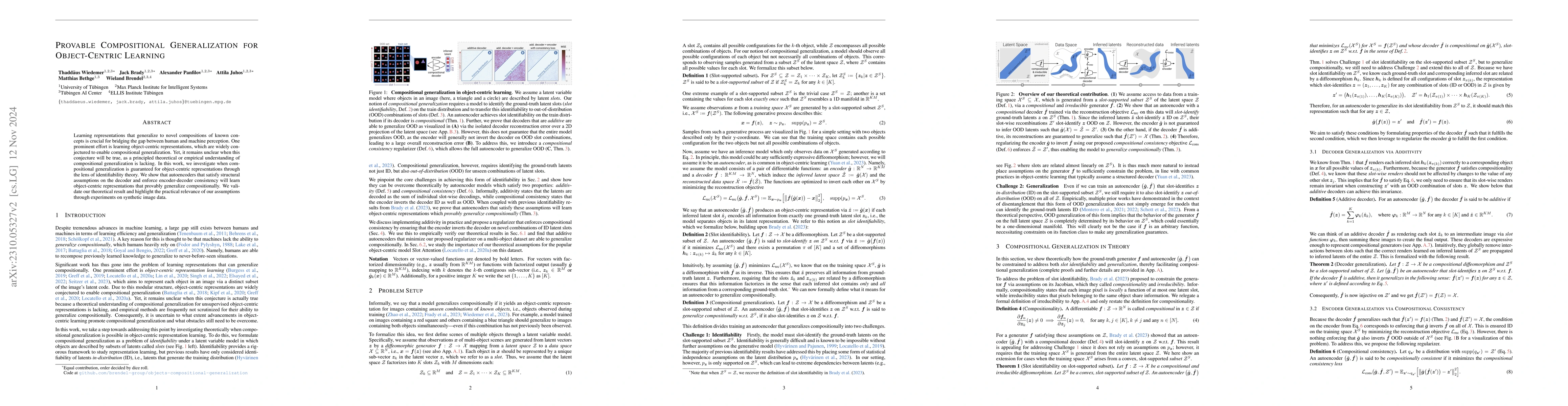 Thumbnail for Provable Compositional Generalization for Object-Centric Learning