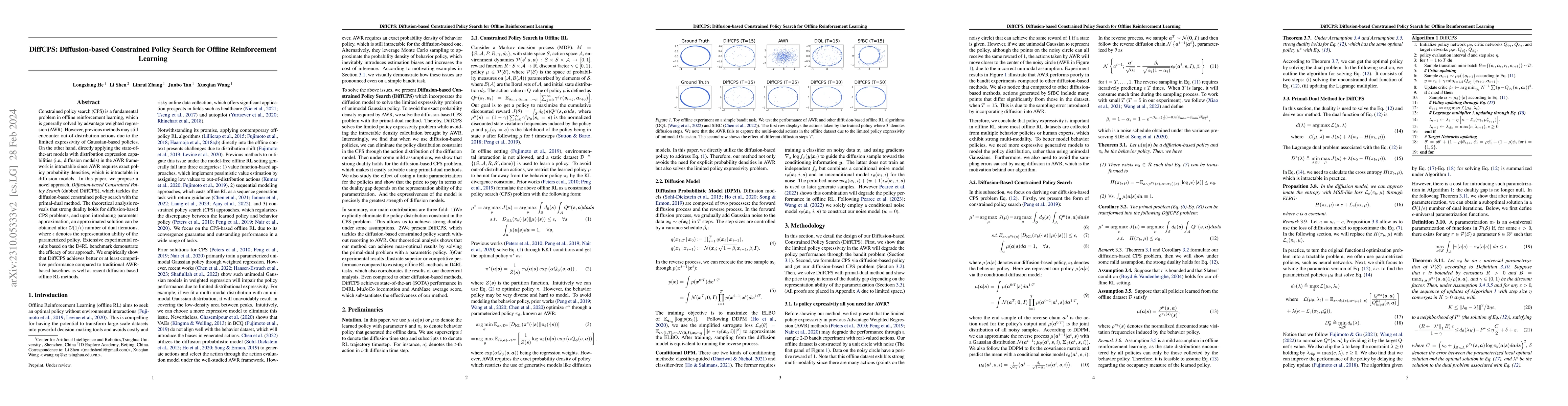 Thumbnail for DiffCPS: Diffusion Model based Constrained Policy Search for Offline
  Reinforcement Learning