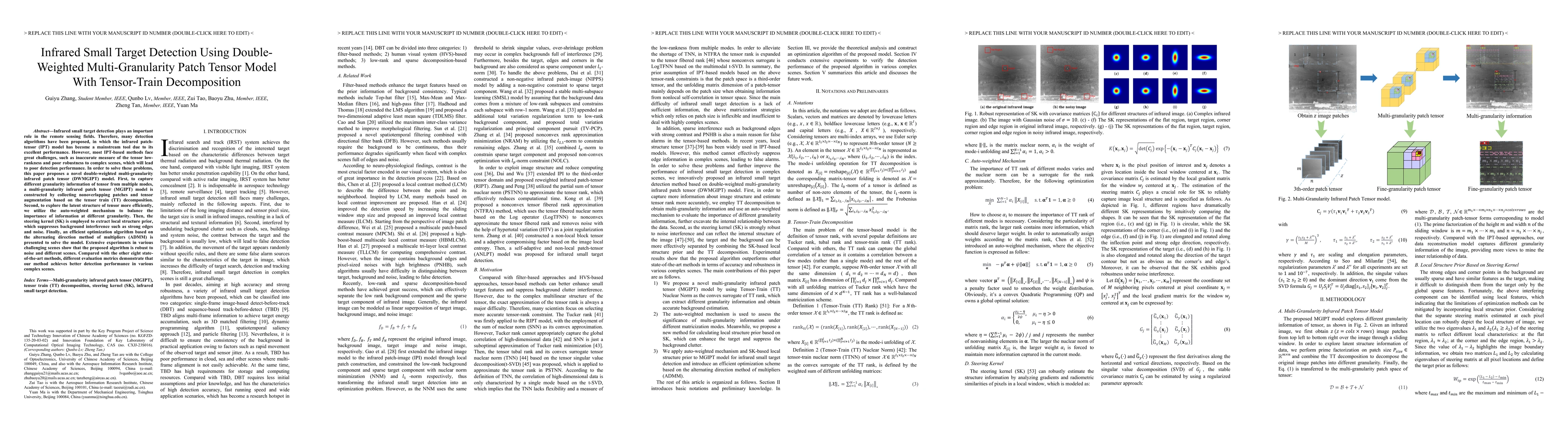 Thumbnail for Infrared Small Target Detection Using Double-Weighted Multi-Granularity
  Patch Tensor Model With Tensor-Train Decomposition