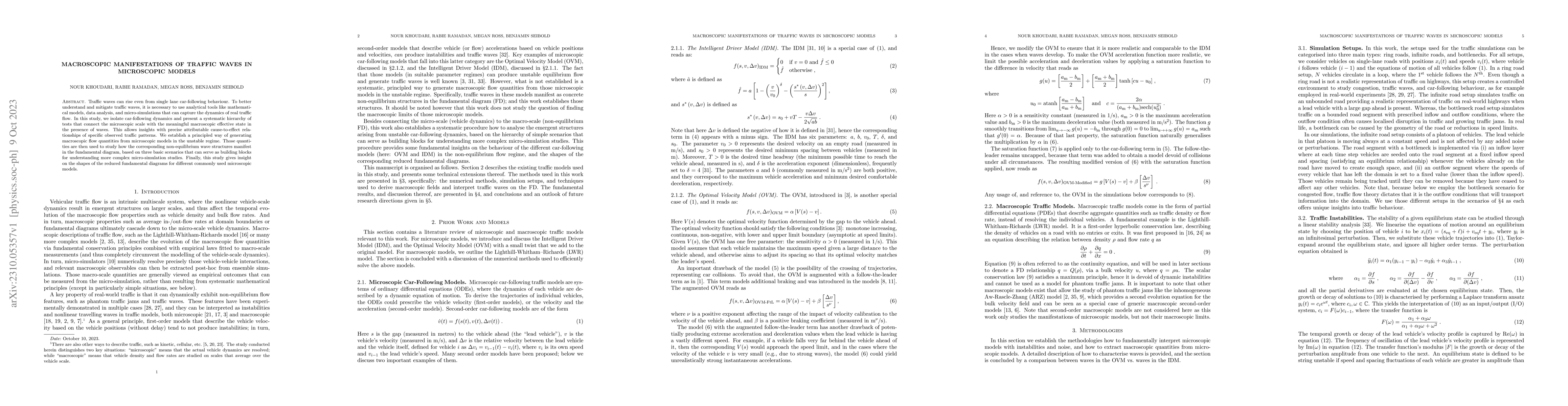 Thumbnail for Macroscopic Manifestations of Traffic Waves in Microscopic Models