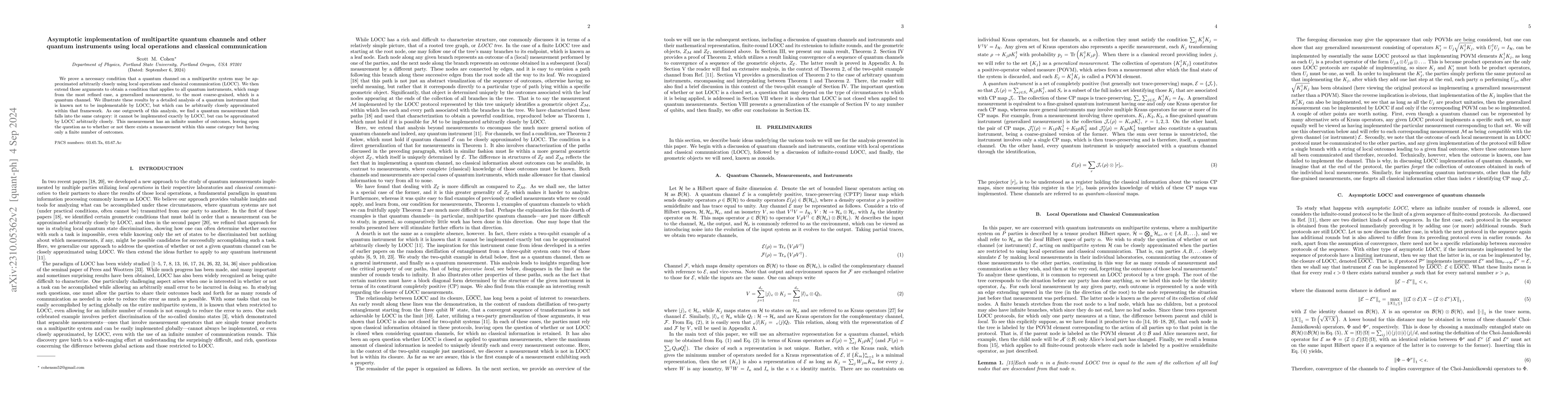 Thumbnail for Asymptotic implementation of multipartite quantum channels and other
  quantum instruments using local operations and classical communication