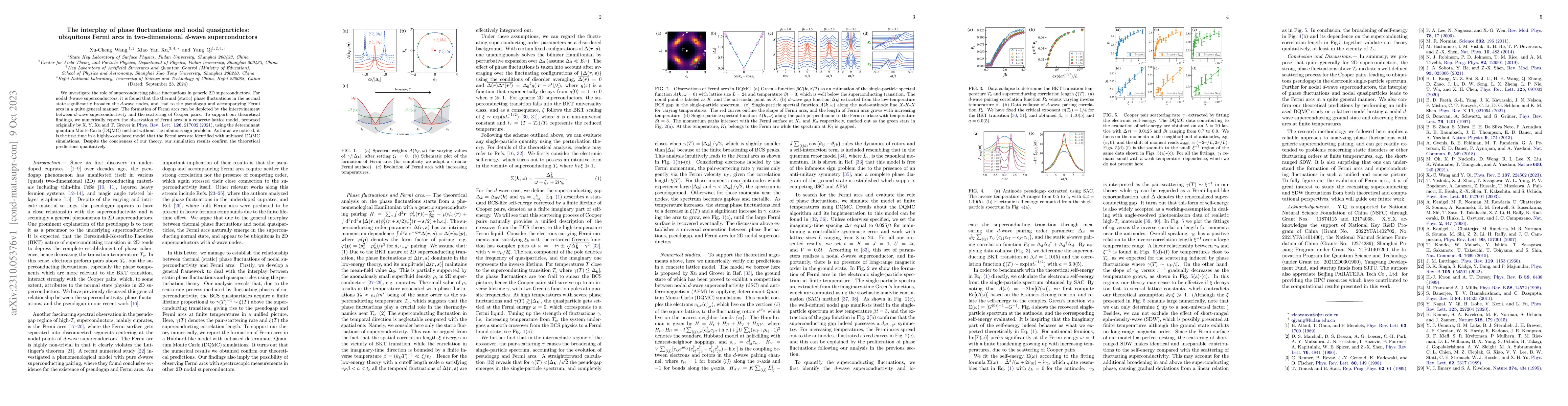Thumbnail for The interplay of phase fluctuations and nodal quasiparticles: ubiquitous
  Fermi arcs in two-dimensional d-wave superconductors