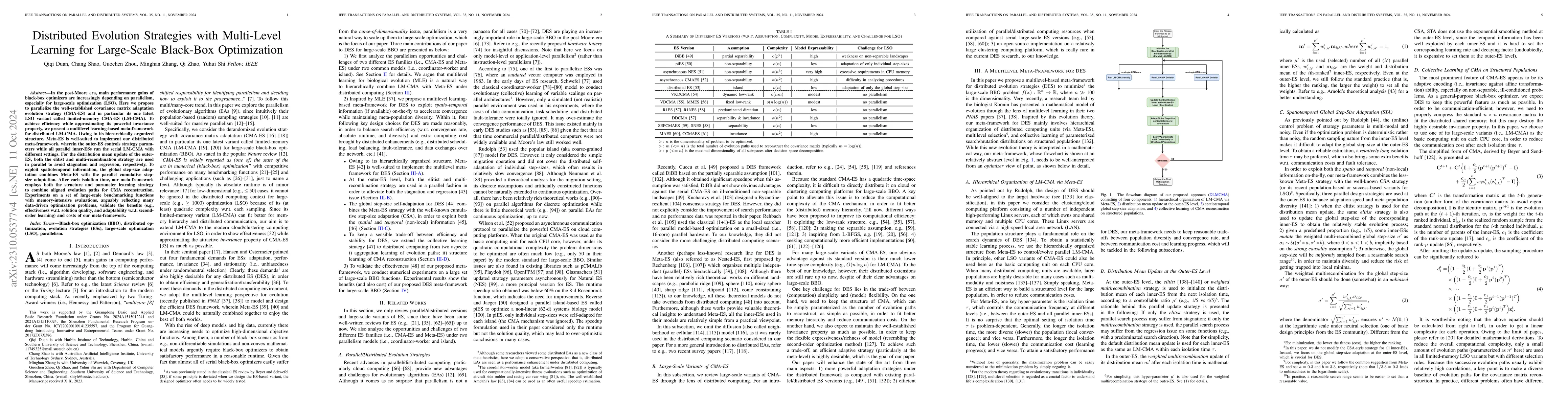 Thumbnail for Distributed Evolution Strategies with Multi-Level Learning for
  Large-Scale Black-Box Optimization