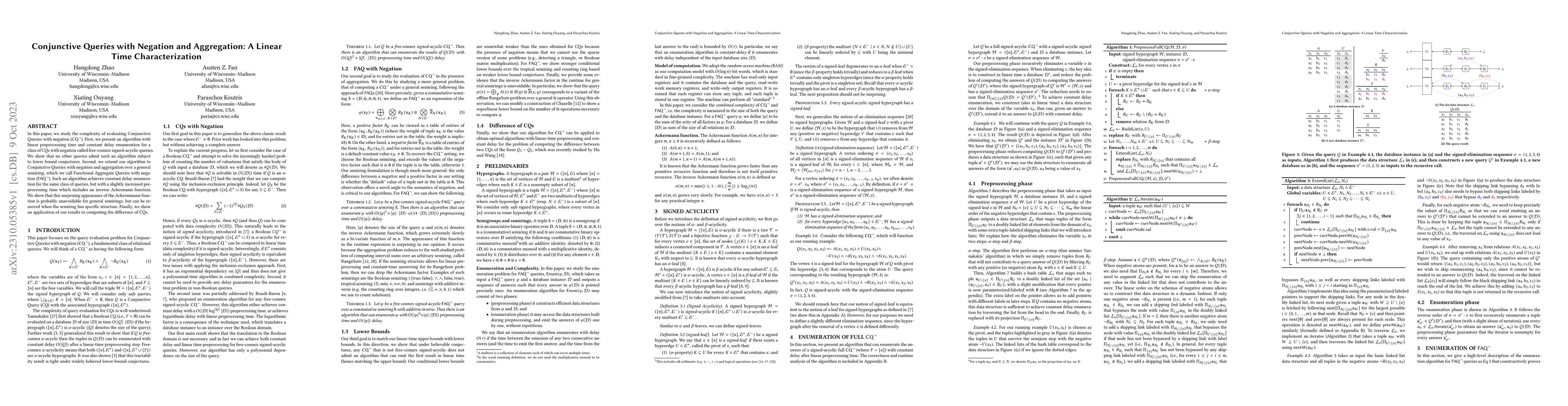 Thumbnail for Conjunctive Queries with Negation and Aggregation: A Linear Time
  Characterization