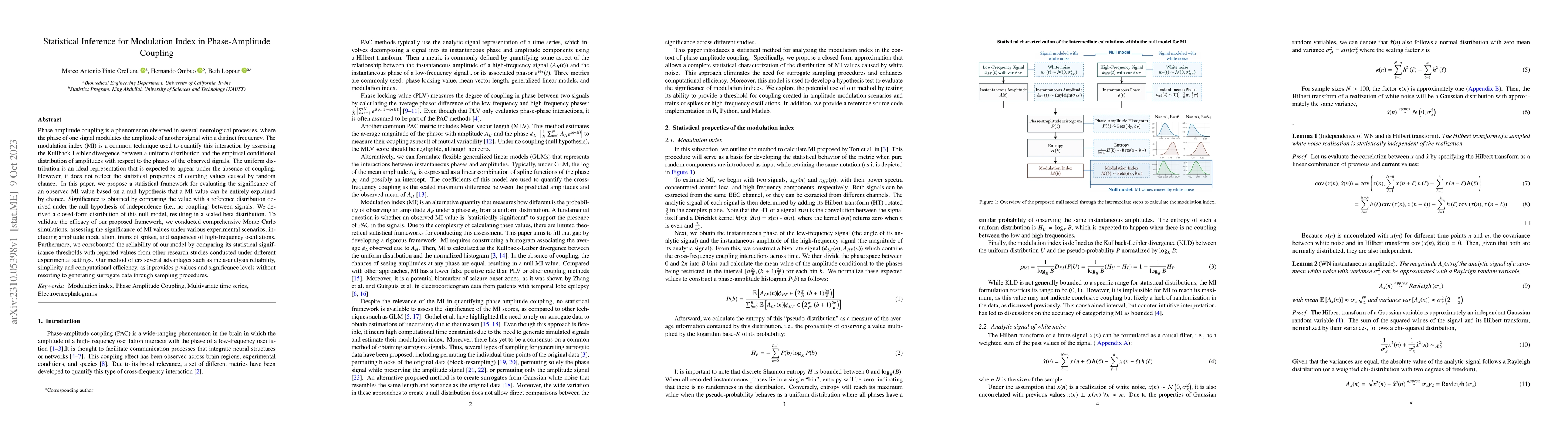 Thumbnail for Statistical Inference for Modulation Index in Phase-Amplitude Coupling