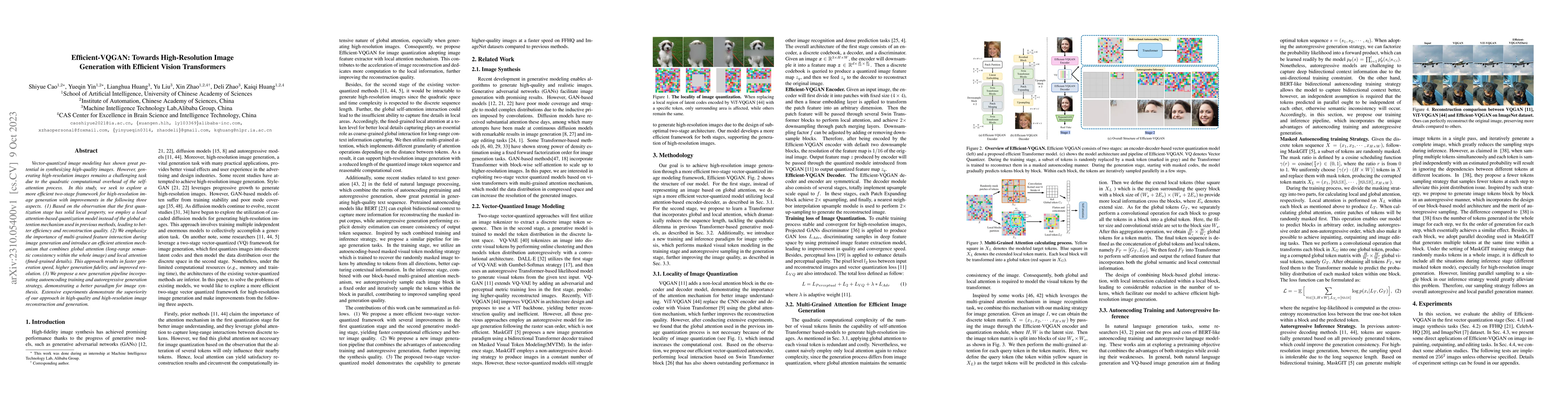 Thumbnail for Efficient-VQGAN: Towards High-Resolution Image Generation with Efficient
  Vision Transformers