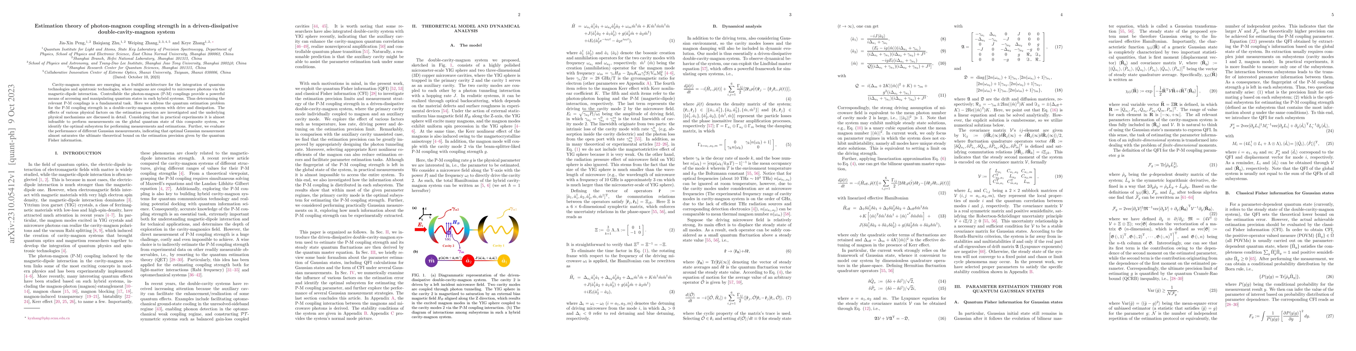 Thumbnail for Estimation theory of photon-magnon coupling strength in a
  driven-dissipative double-cavity-magnon system