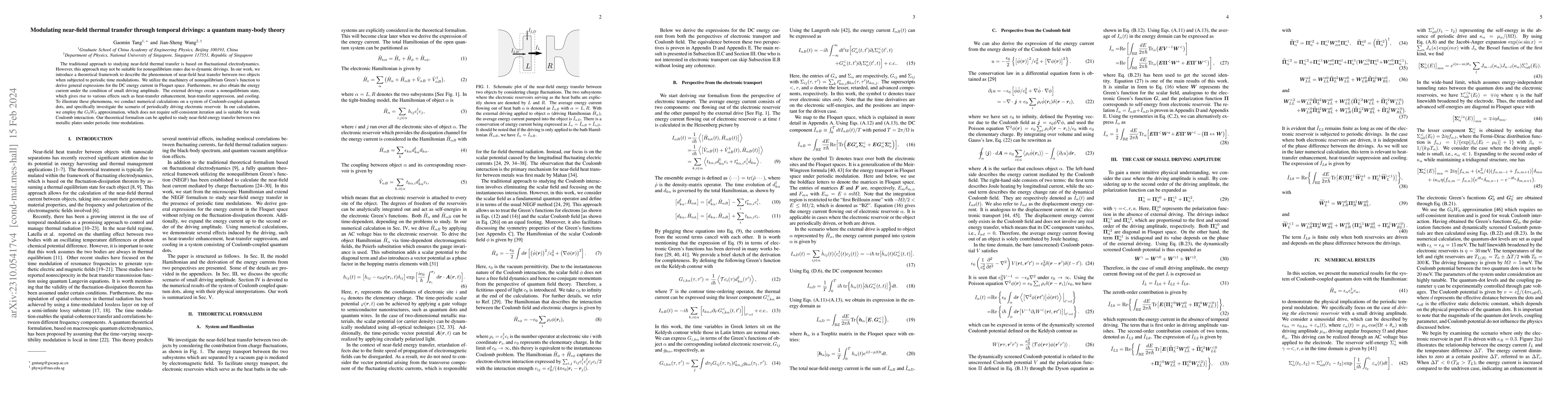 Thumbnail for Modulating near-field thermal transfer through temporal drivings: a
  quantum many-body theory
