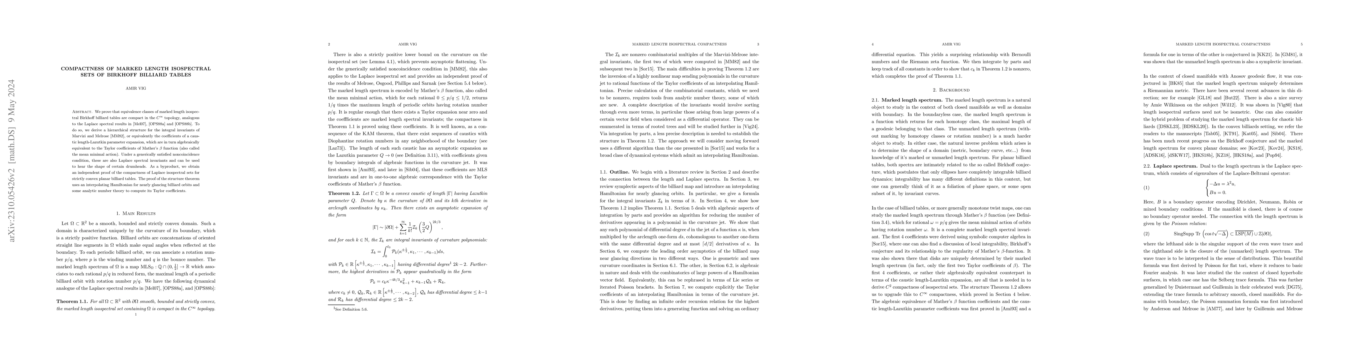 Thumbnail for Compactness of Marked Length Isospectral Sets of Birkhoff Billiard
  Tables