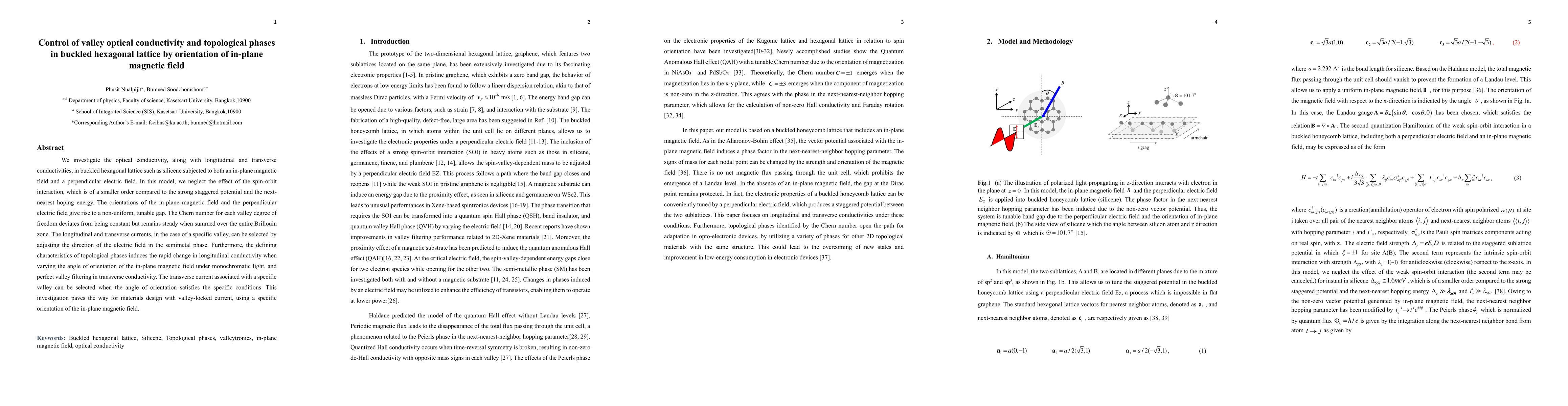 Thumbnail for Control of valley optical conductivity and topological phases in buckled
  hexagonal lattice by orientation of in-plane magnetic field