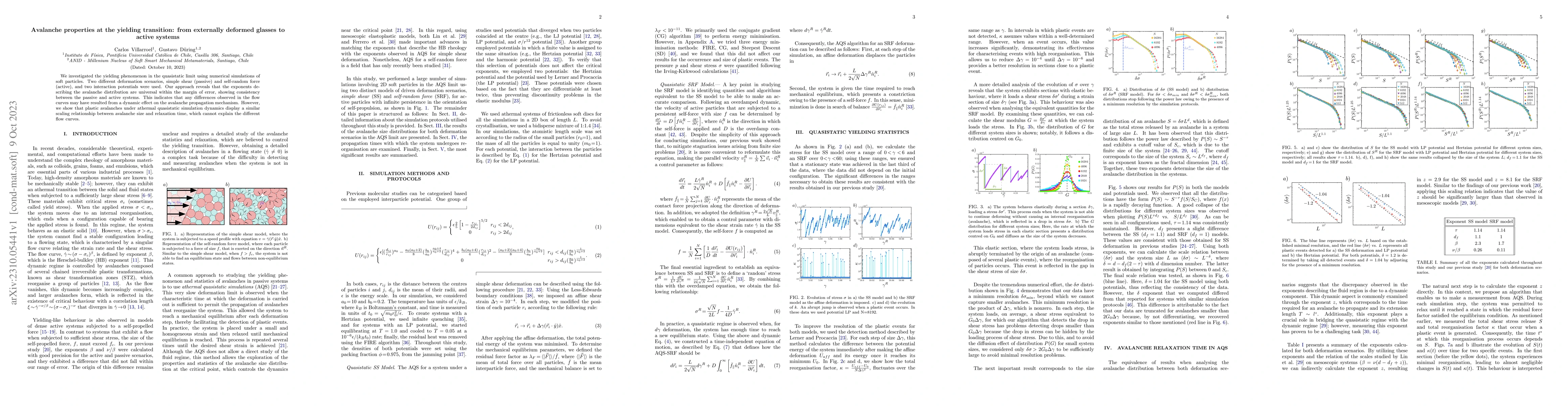 Thumbnail for Avalanche properties at the yielding transition: from externally
  deformed glasses to active systems