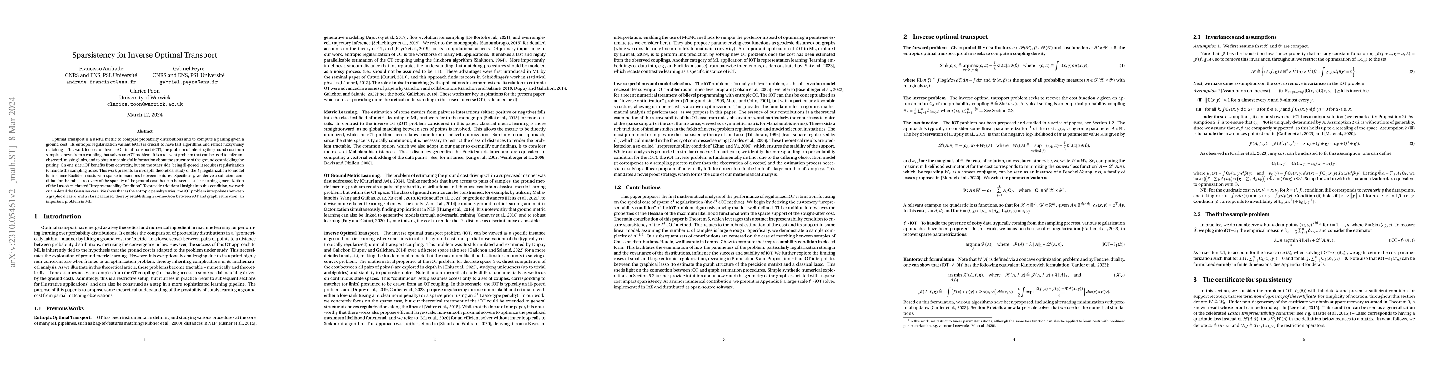 Thumbnail for Sparsistency for Inverse Optimal Transport