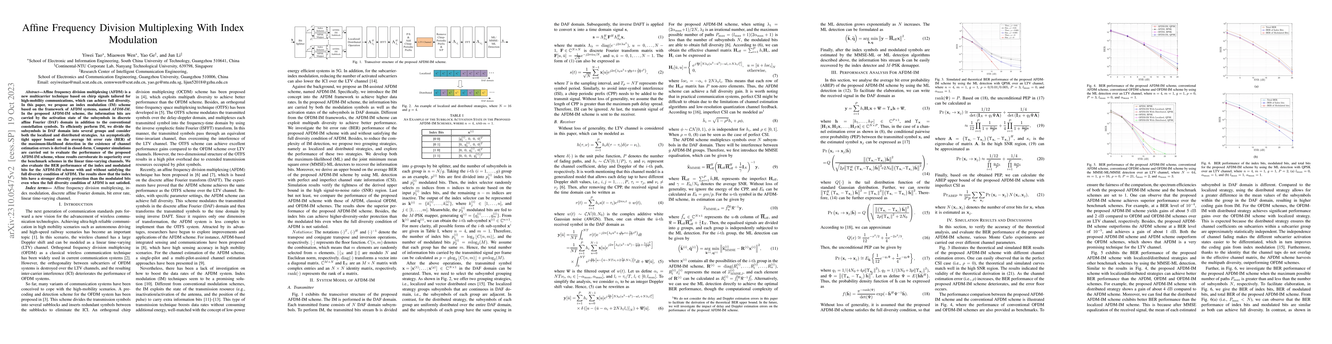 Thumbnail for Affine Frequency Division Multiplexing With Index Modulation