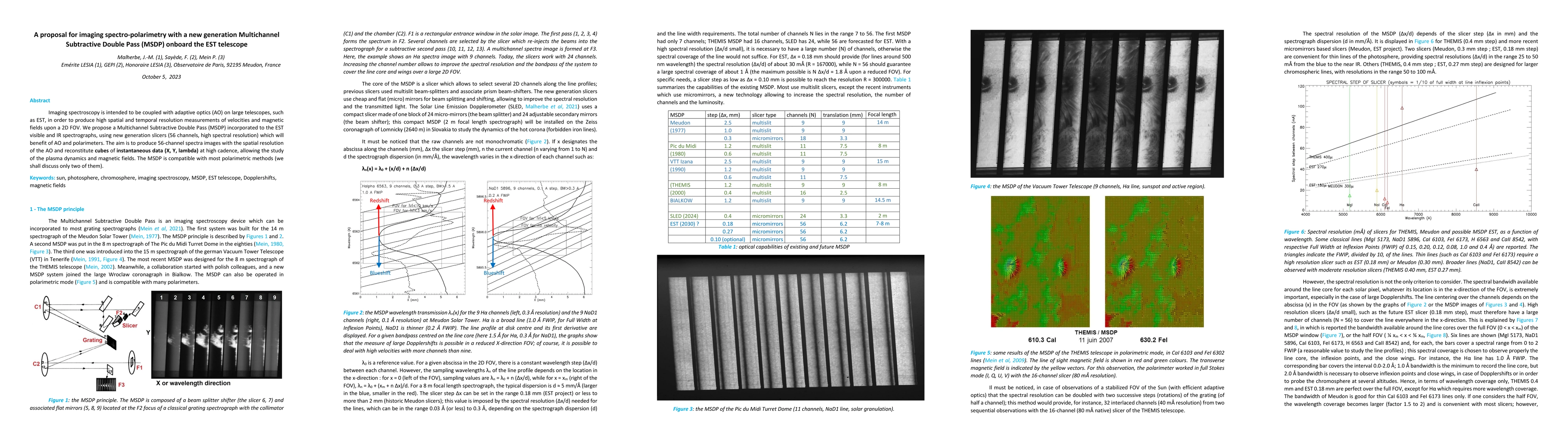 Thumbnail for A proposal for imaging spectro-polarimetry with a new generation
  Multichannel Subtractive Double Pass (MSDP) onboard the EST telescope