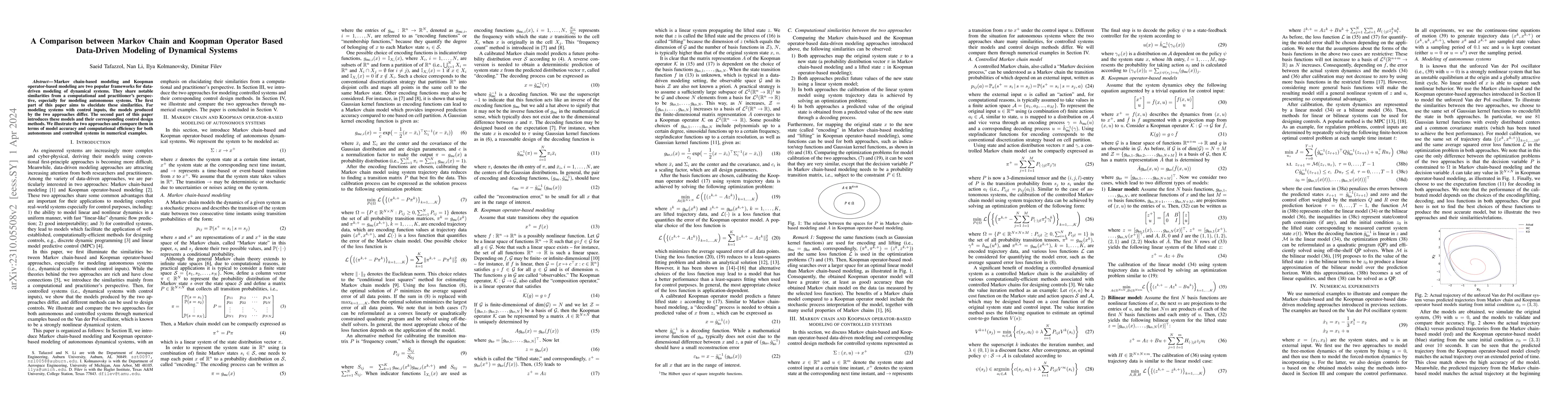 Thumbnail for A Comparison between Markov Chain and Koopman Operator Based Data-Driven
  Modeling of Dynamical Systems