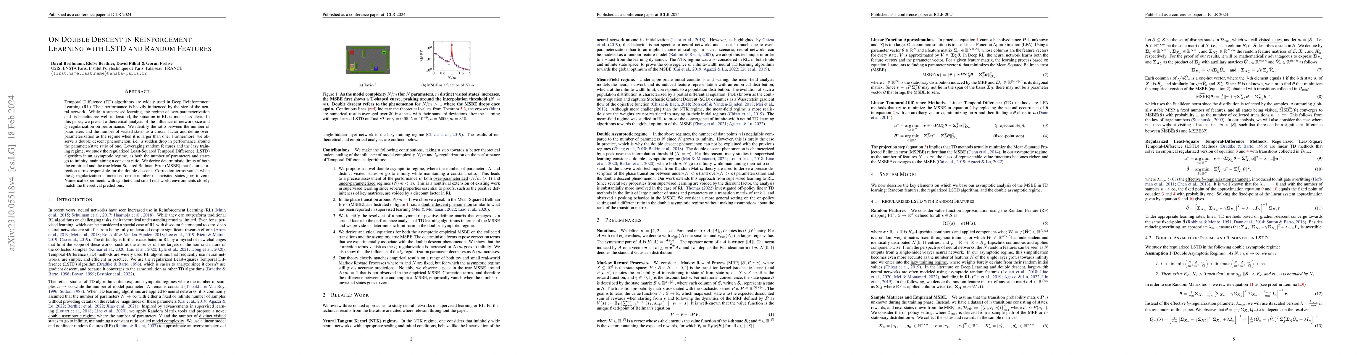 Thumbnail for On Double Descent in Reinforcement Learning with LSTD and Random
  Features