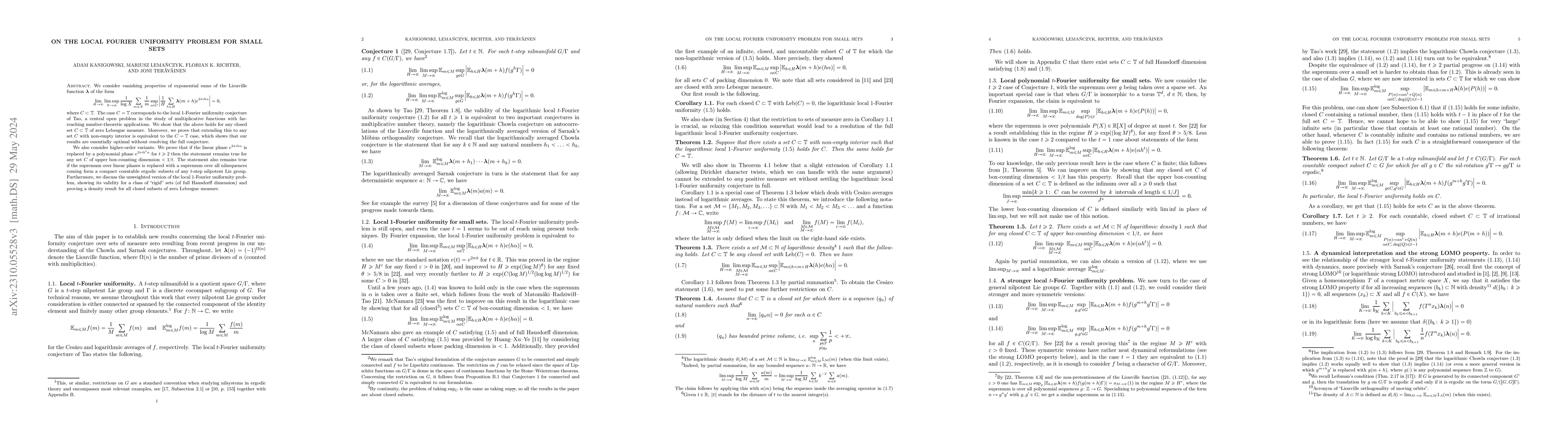 Thumbnail for On the local Fourier uniformity problem for small sets
